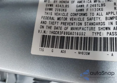 2016 Honda Accord Ex-L V-6 из США, поврежденный, VIN 1HGCR3F89GA016592